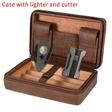 Load image into Gallery viewer, Travel Cigar Humidor Leather Cedar Wood
