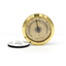 Load image into Gallery viewer, Travel Cigar Humidor Hygrometer Round Gold Accurate
