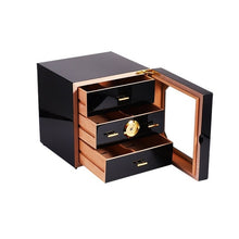 Load image into Gallery viewer, Luxury Red or Black Cedar Wood Cigar Humidor
